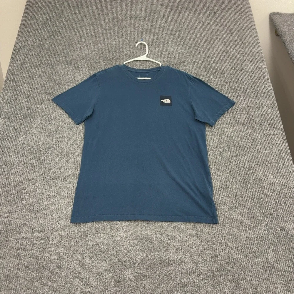 The North Face T-Shirt Mens M Blue Cotton Box Logo Graphic Gorpcore Casual